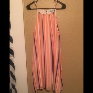 • She & Sky Striped Halterneck Dress •